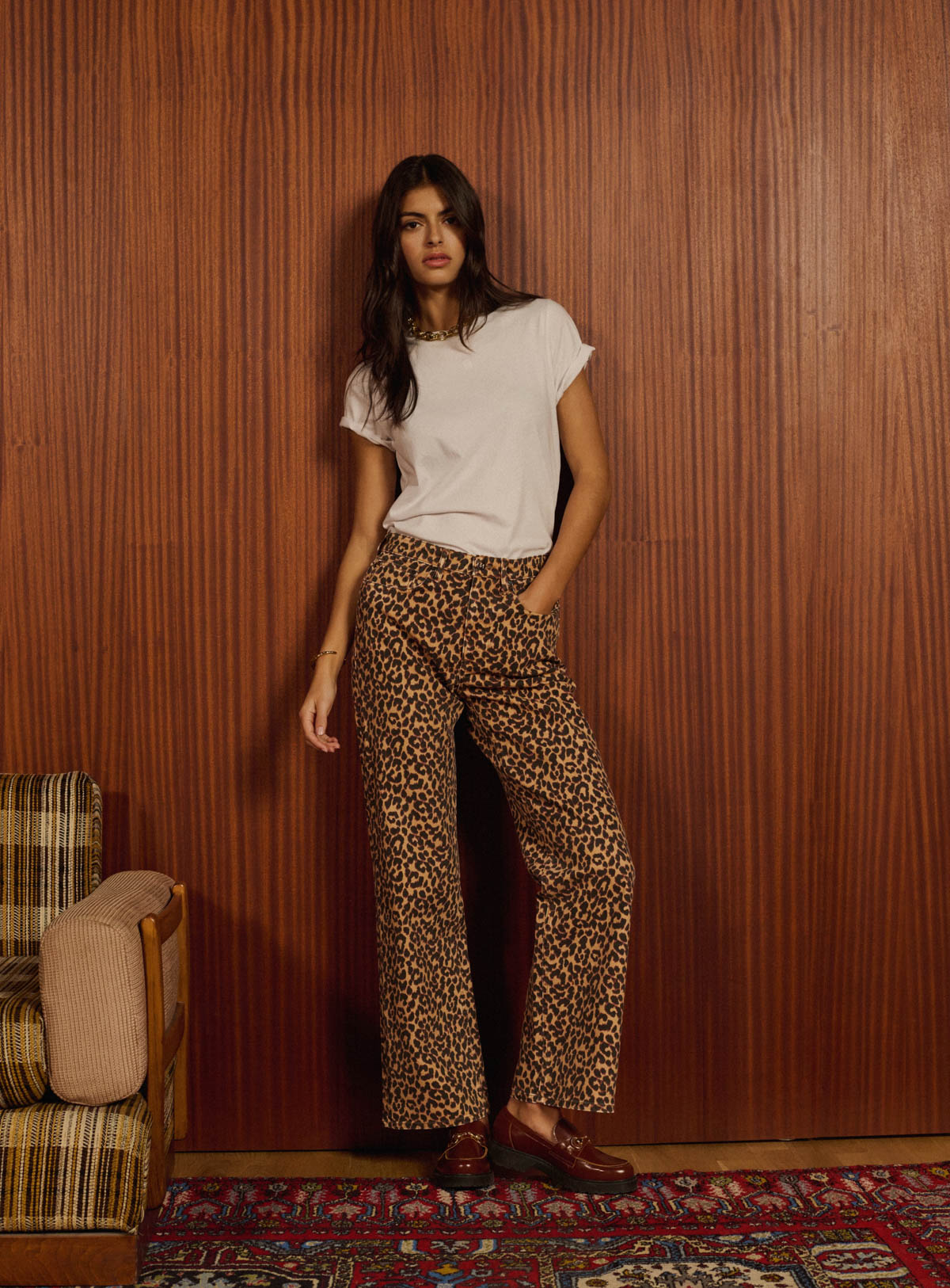 Perrine Jean Droit Camel et Léopard – Petite Mendigote