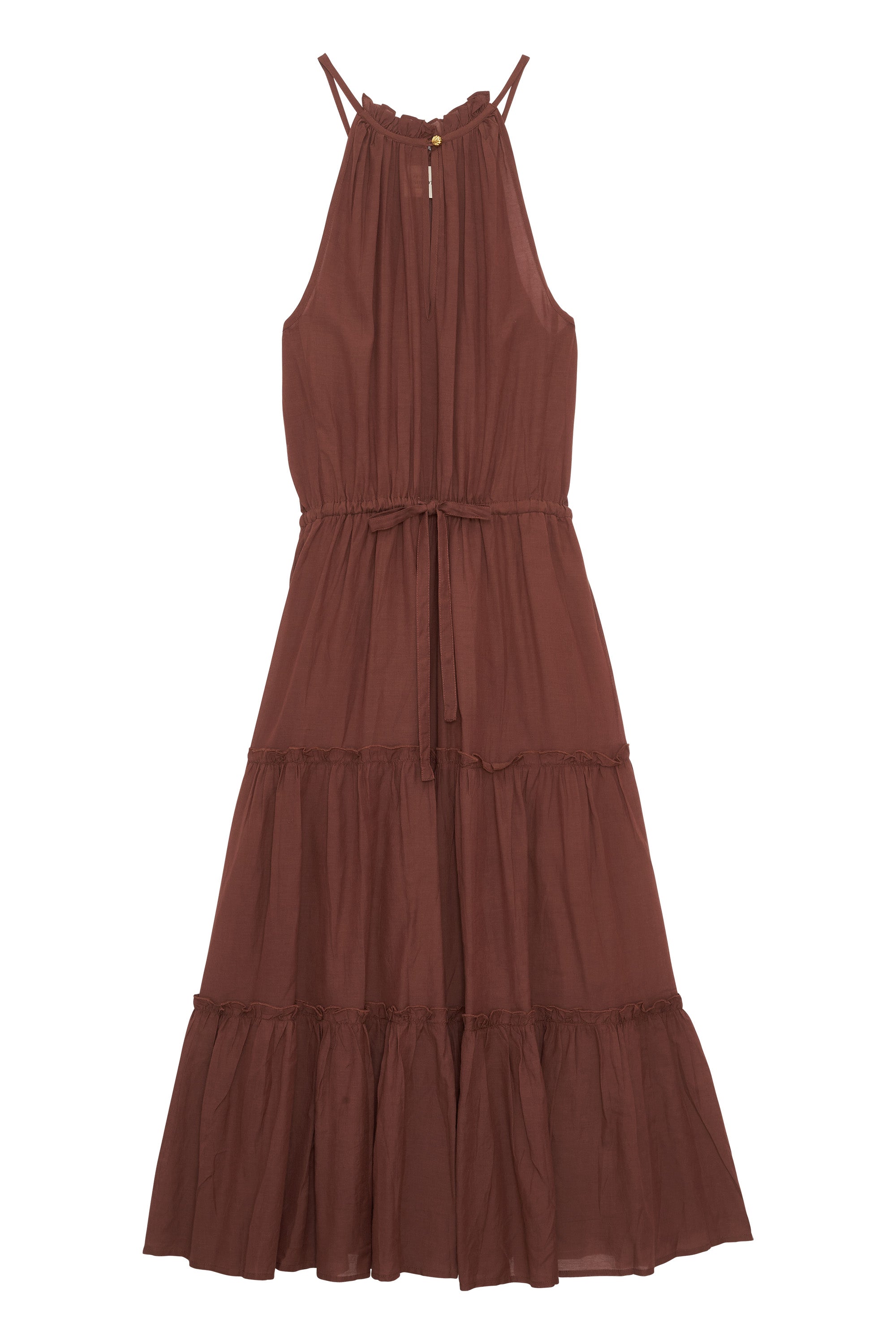 Ritu - Sleeveless Plain Brown Maxi Dress Petite Mendigote Ritu - Sleeveless Plain Brown Maxi Dress Petite Mendigote