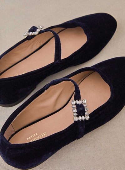 fw24 / ballerines claudia velours - bleu