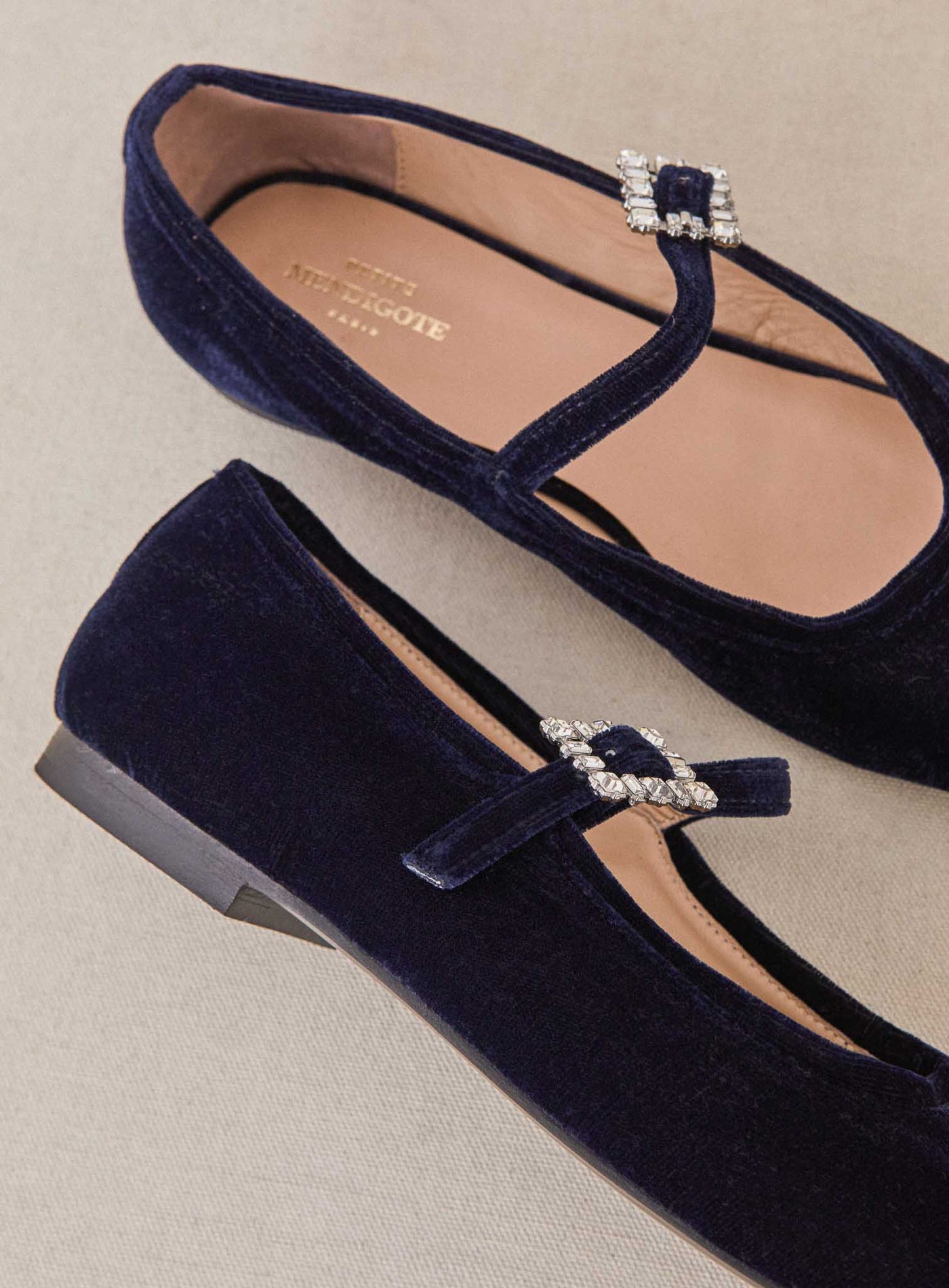 fw24 / ballerines claudia velours - bleu