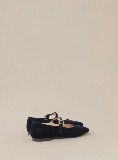 fw24 / ballerines claudia velours - bleu