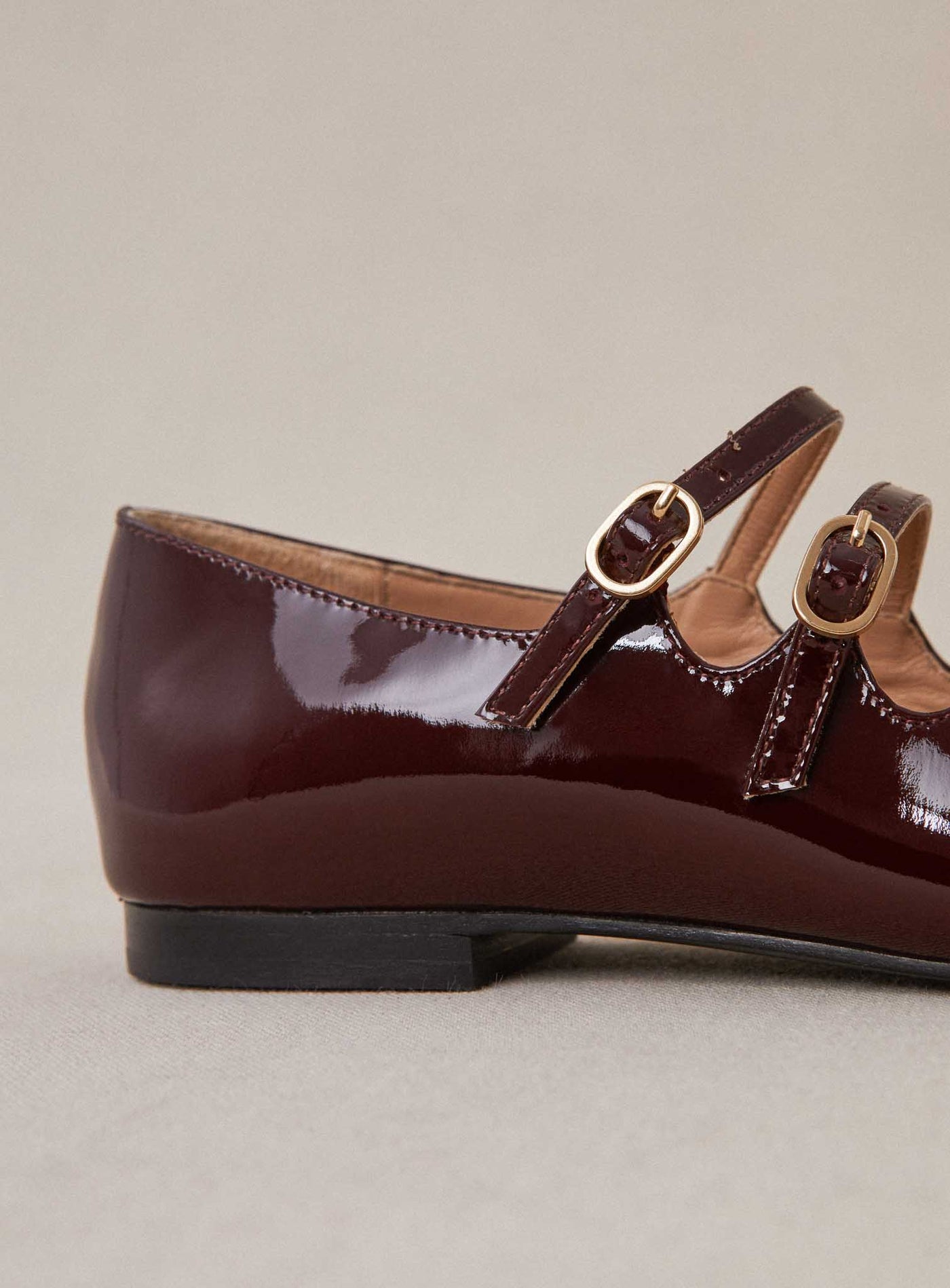 fw24 / ballerines cuir triple bride - bordeaux