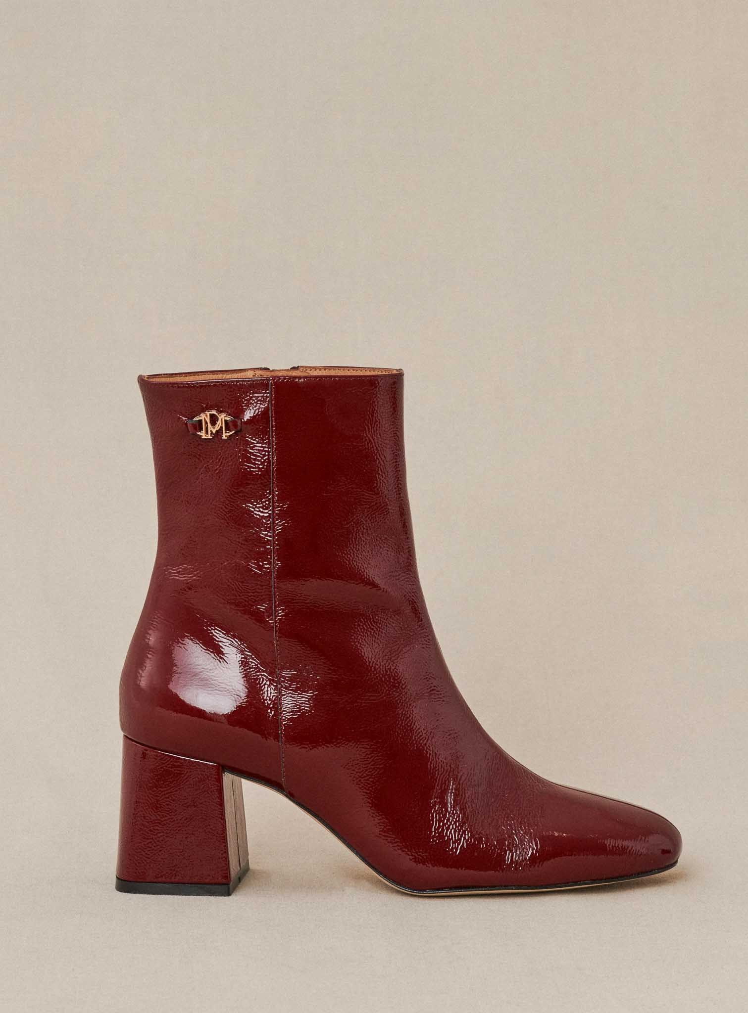 Cally : Bottines Vernies en Cuir, Rouge - Petite Mendigote