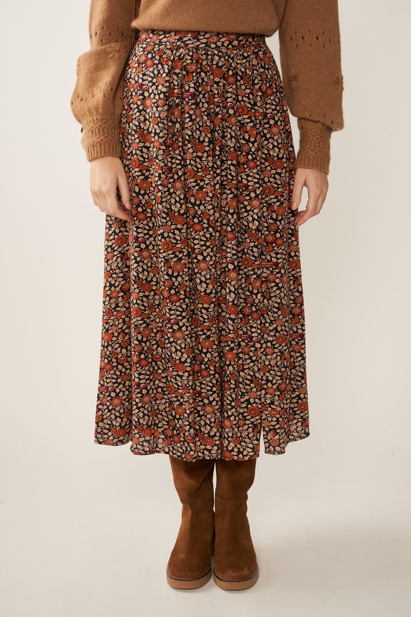 fw24 / jupe midi jolyna madras - noir