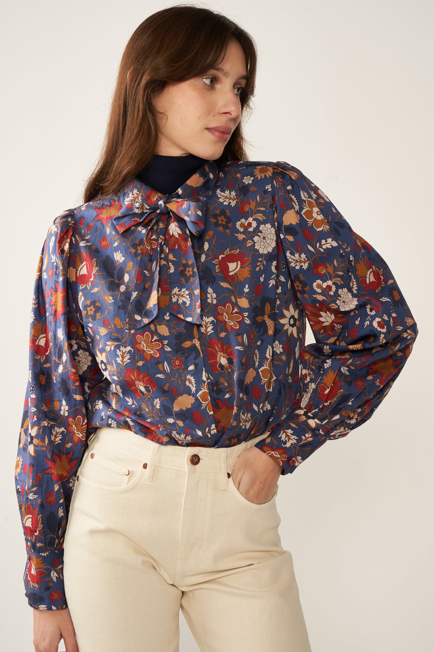 fw24 / chemise imprime flore tiziana - bleu