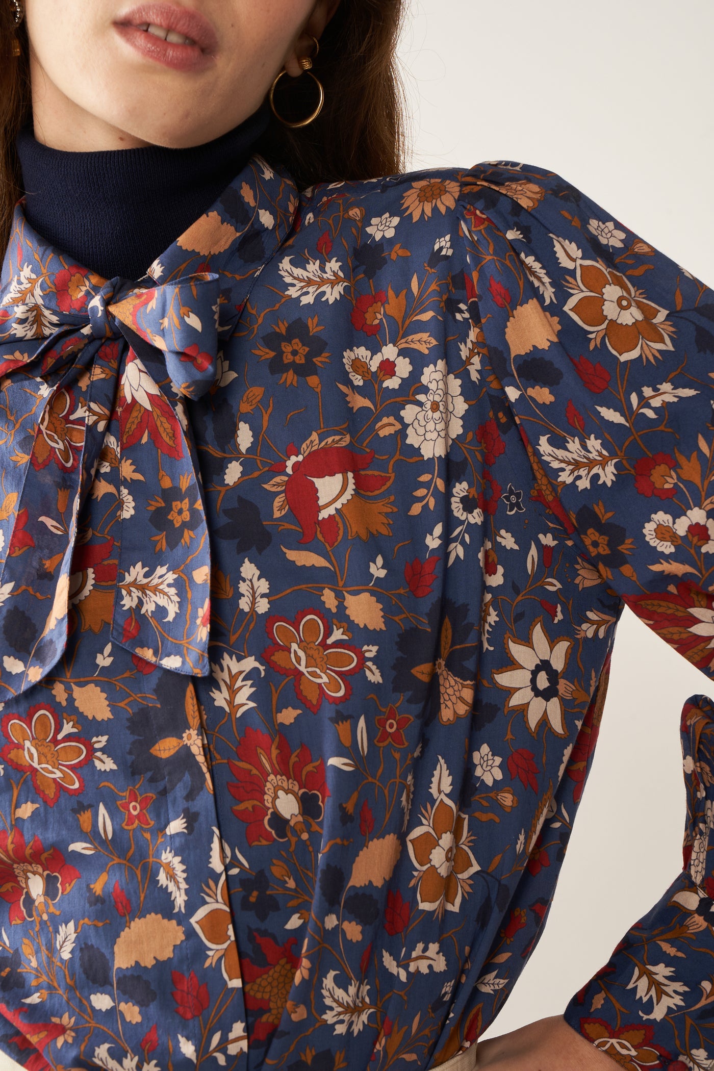 fw24 / chemise imprime flore tiziana - bleu