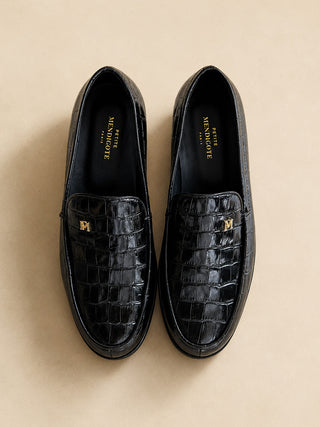 FW26 / Slipper - schwarzes Krokodil