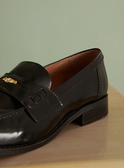 fw24 / mocassins carole uni cuir - noir