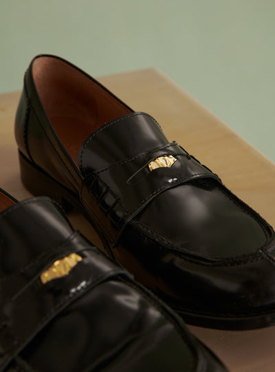 fw24 / mocassins carole uni cuir - noir