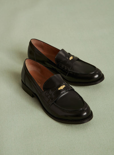 fw24 / mocassins carole uni cuir - noir