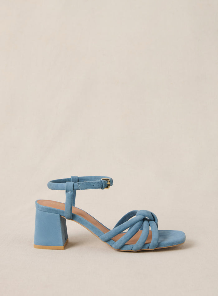 petite mendigote Cesar - Sandales à talons en cuir suédé bleu