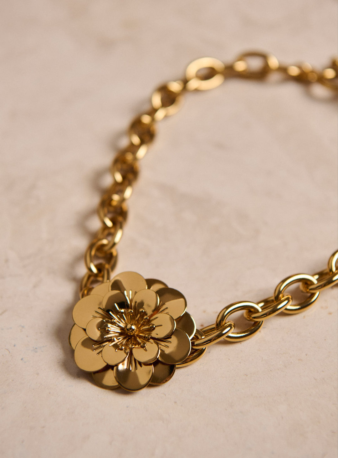 Collier Or Plaqué 18K DJADEE - Pendentif Fleur - 40+10 Cm - Étanche - Neuf Avec étiquettes