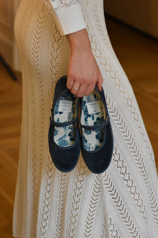 BALLERINES DAIM BLEUES CAYUMAS PETITE MENDIGOTE