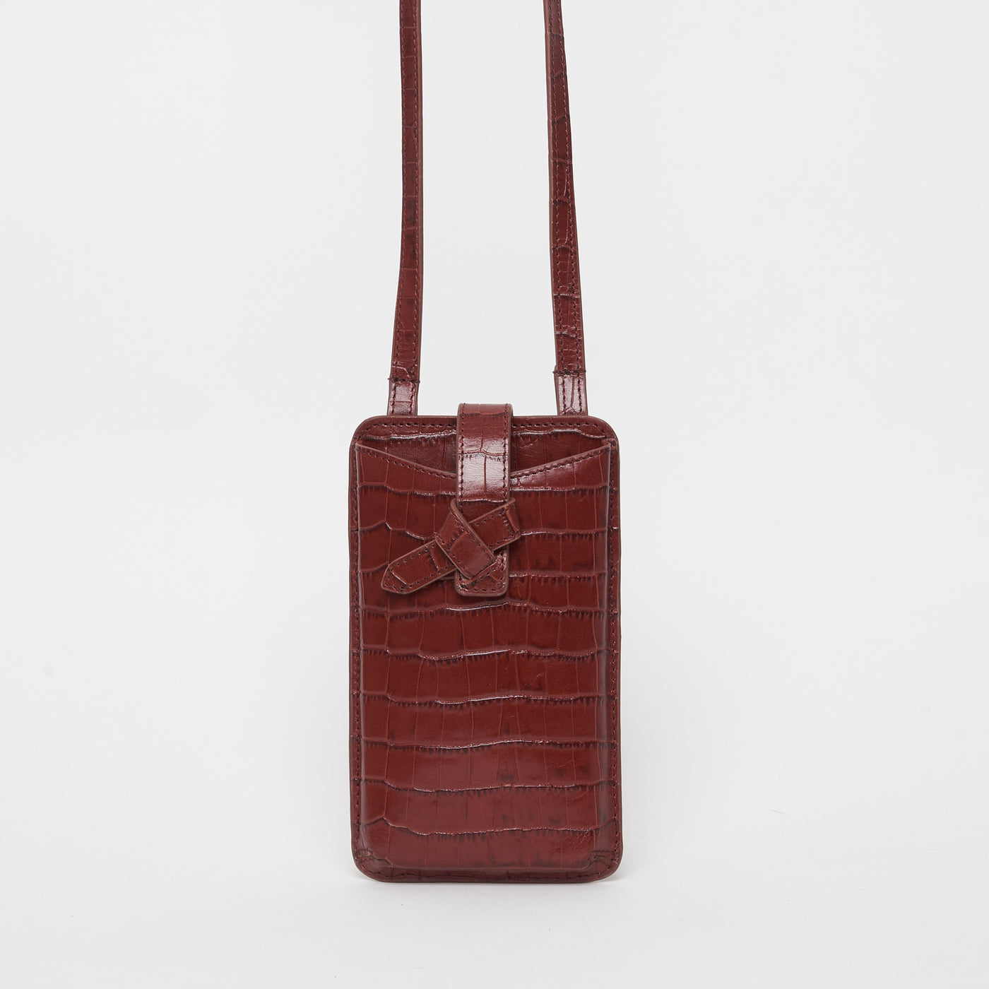 fw23 / porte portable elsa croco - cognac