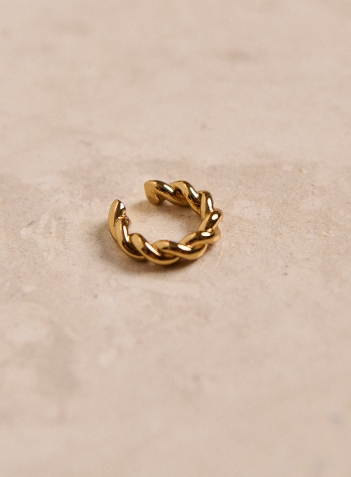 petite mendigote Anais - Earcuff torsaté en laiton plaqué or