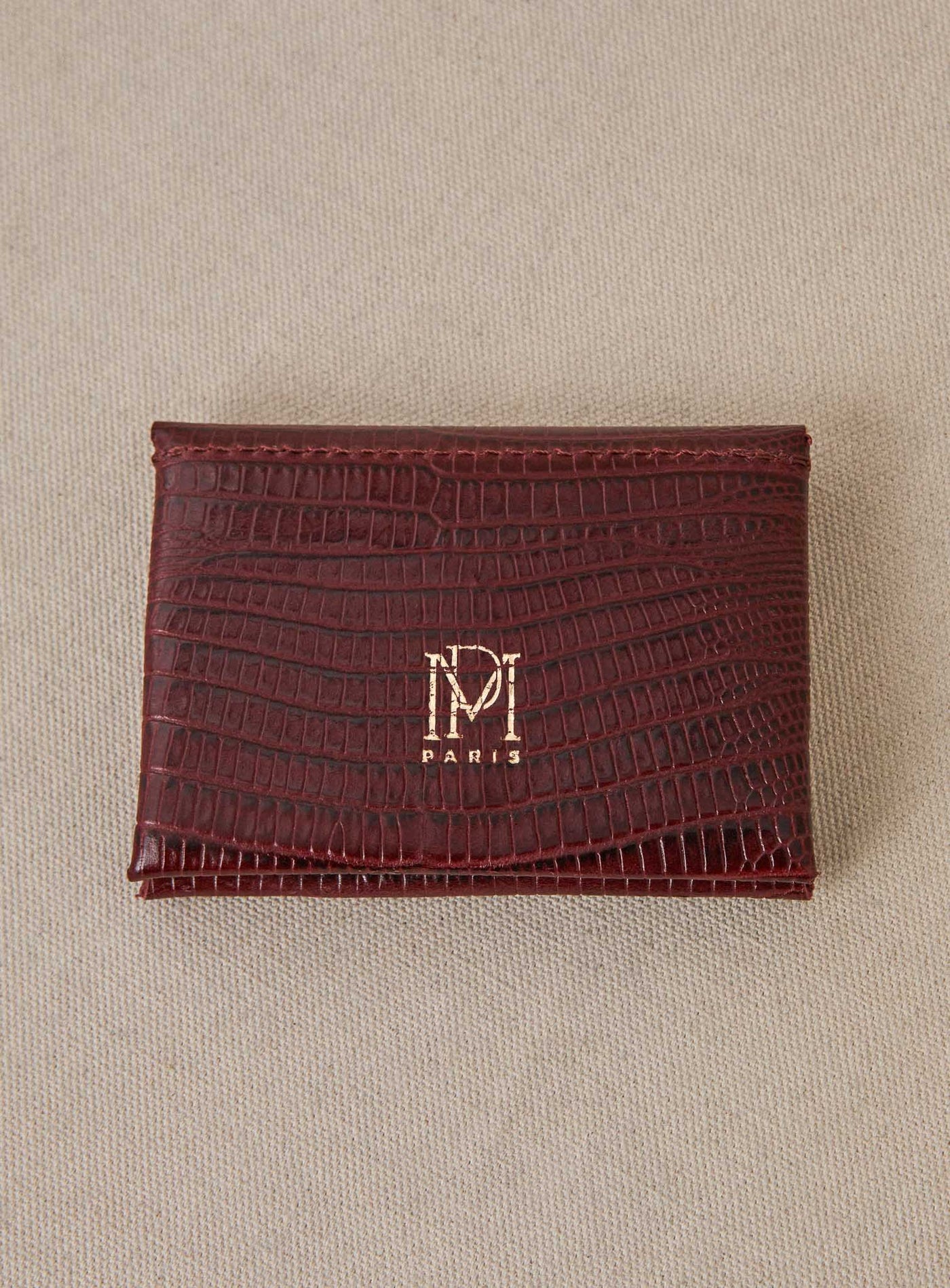 fw24 / porte carte emile double - serpent bordeaux