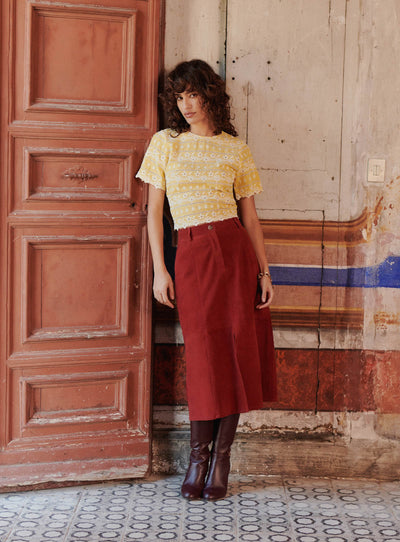 ss25 / josie suede skirt - brick