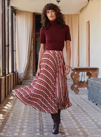 ss25 / junon striped skirt - red