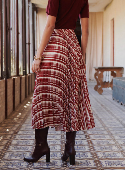 ss25 / junon striped skirt - red