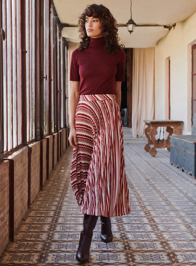 ss25 / junon striped skirt - red