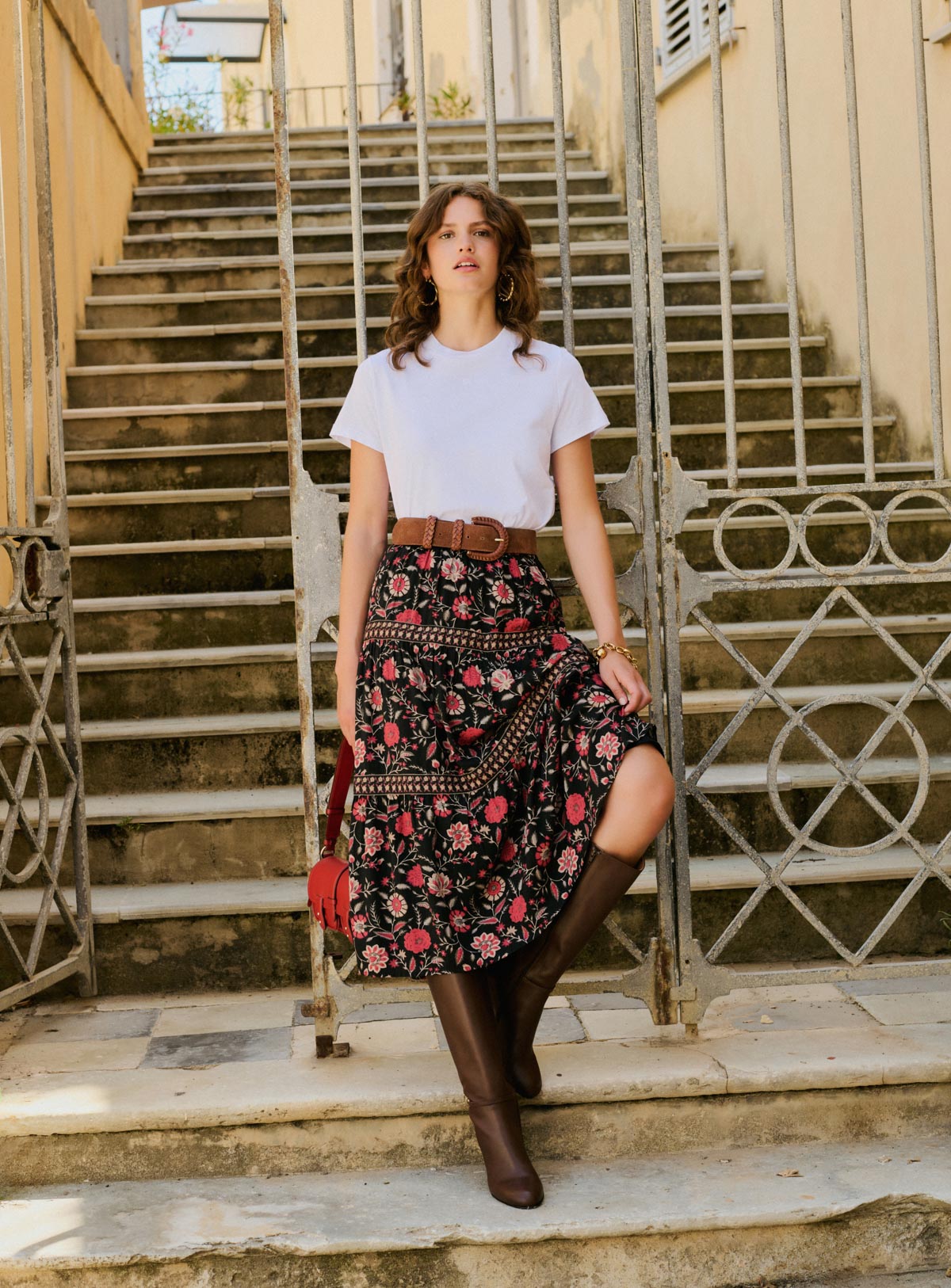 SHEIN VCAY Jupe fleurie taille élastique casual grandes tailles
