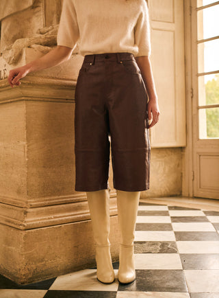 Jupe-culotte en cuir Peter