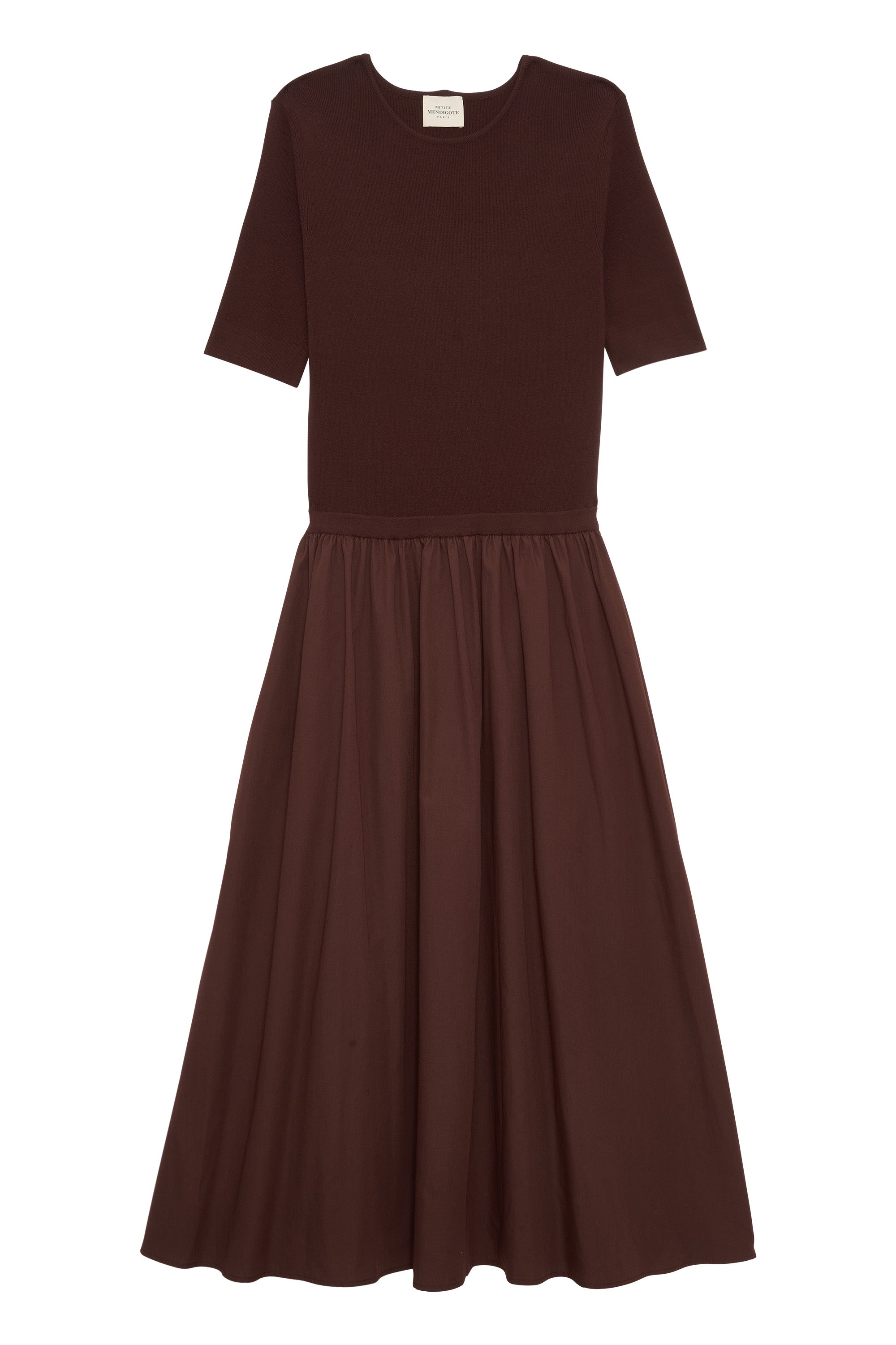 Laura - Long two-tone brown knit dress Petite Mendigote Laura - Long two-tone brown knit dress Petite Mendigote