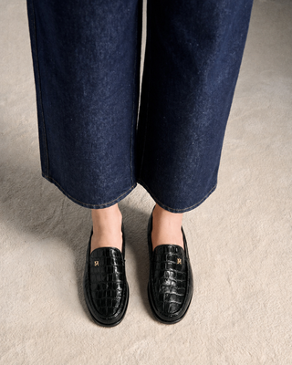 FW26 / Slipper - schwarzes Krokodil