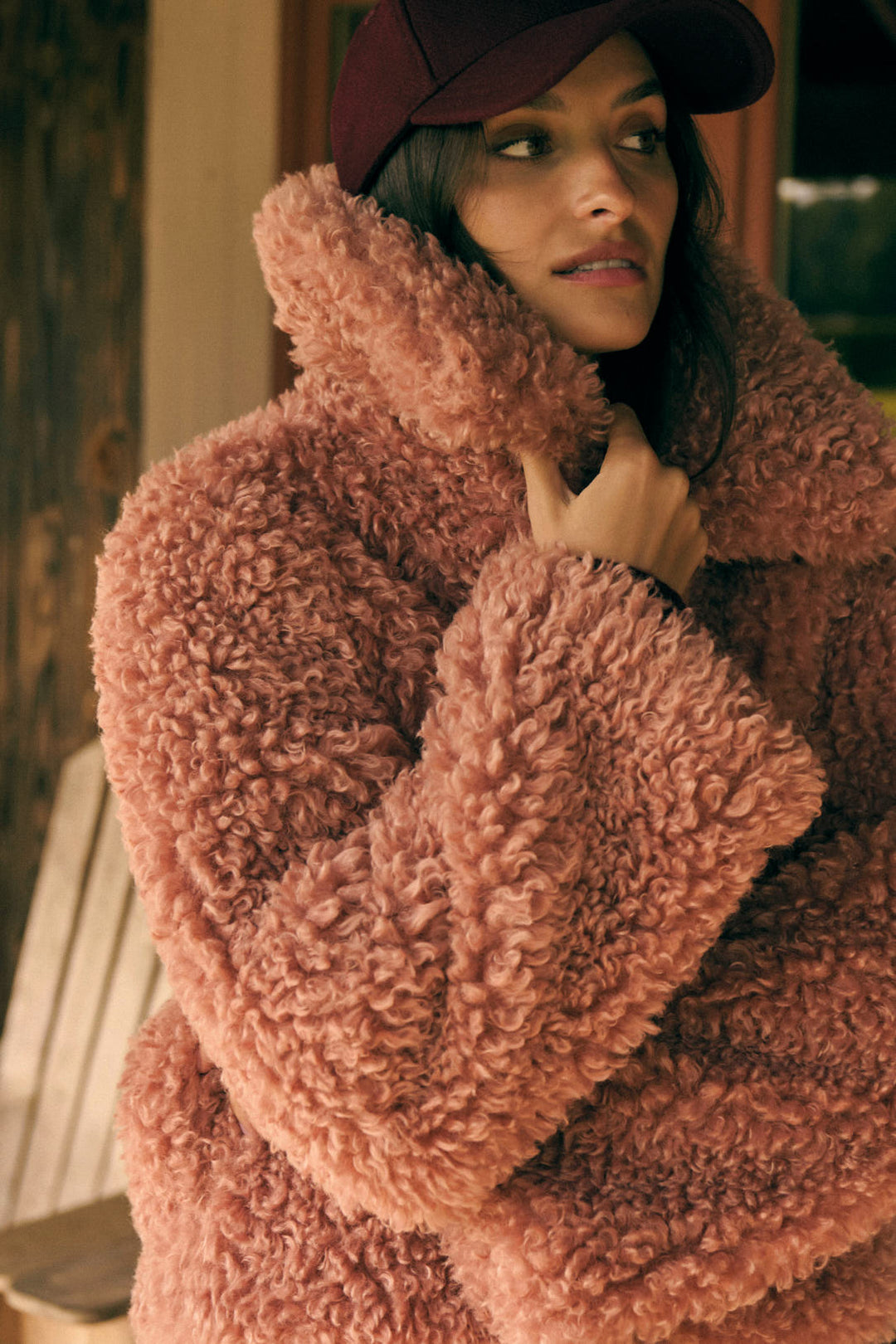 Otis: Faux Fur Coat, Pink - Petite Mendigote