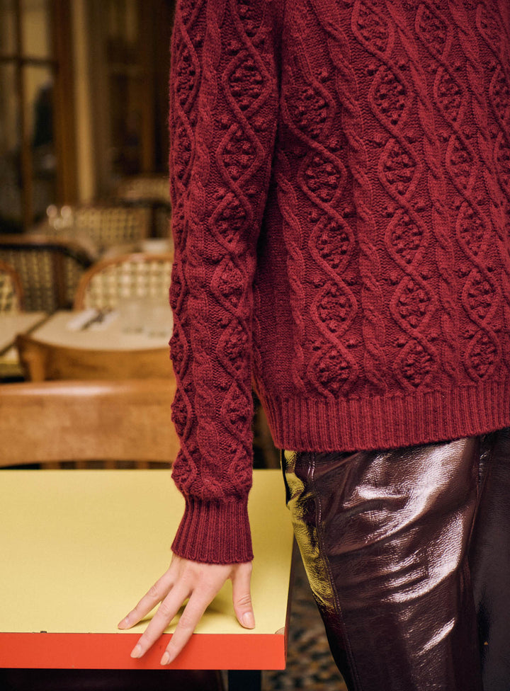 Pull COS Marine Et Bordeaux à Manches Gigot - Taille L - Occasion Très Bon état