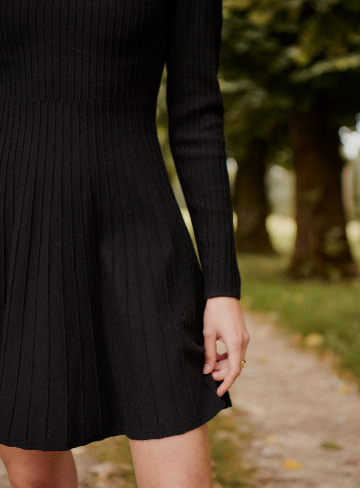 Rennes: Short Ribbed Knit Dress, Black - Petite Mendigote Rennes: Short Ribbed Knit Dress, Black - Petite Mendigote