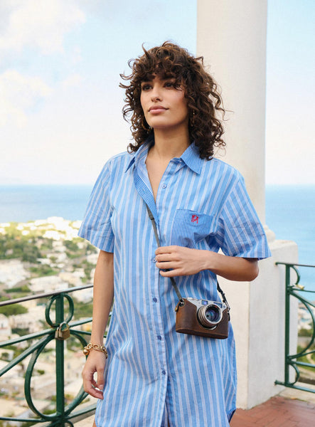 Rainbow: Short Striped Shirt Dress, Blue – Petite Mendigote