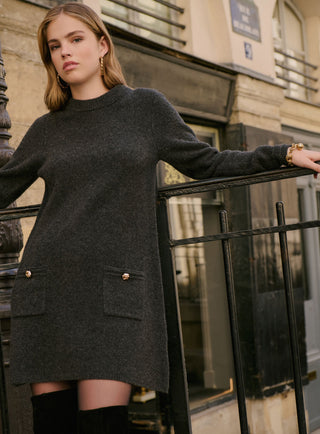 Ross: Short Knit Dress, Grey - Petite Mendigote Ross: Short Knit Dress, Grey - Petite Mendigote