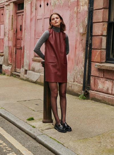 fw24 / robe faux cuir robin - bordeaux