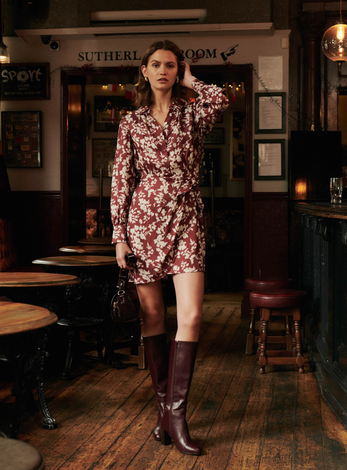 fw24 / robe romance floral - bordeaux