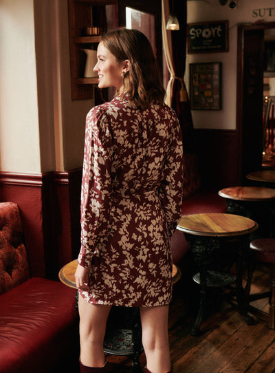 fw24 / robe romance floral - bordeaux