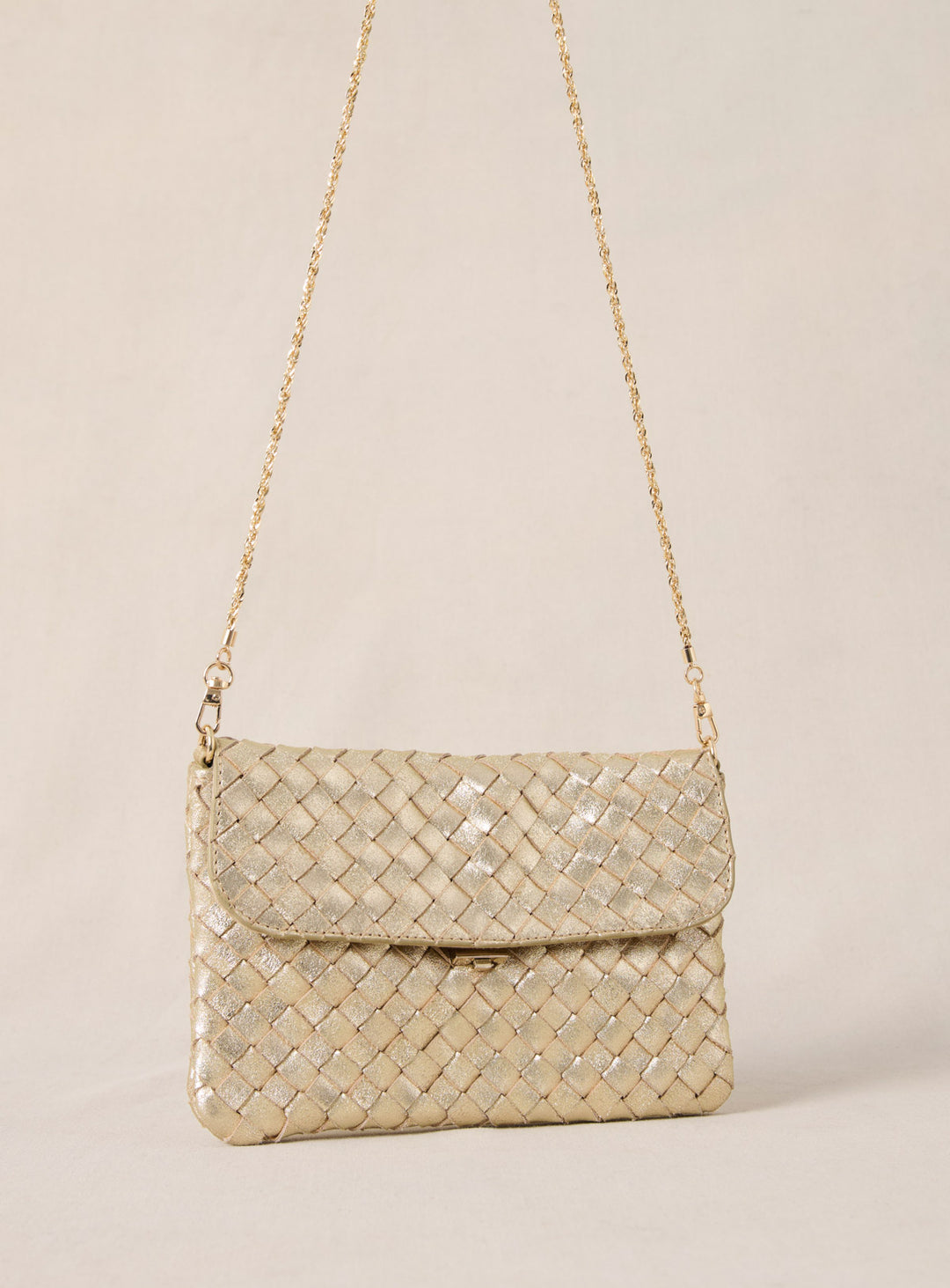 Leather Sac Clea Petite Mendigote Sam: Gold Braided Leather Pouch