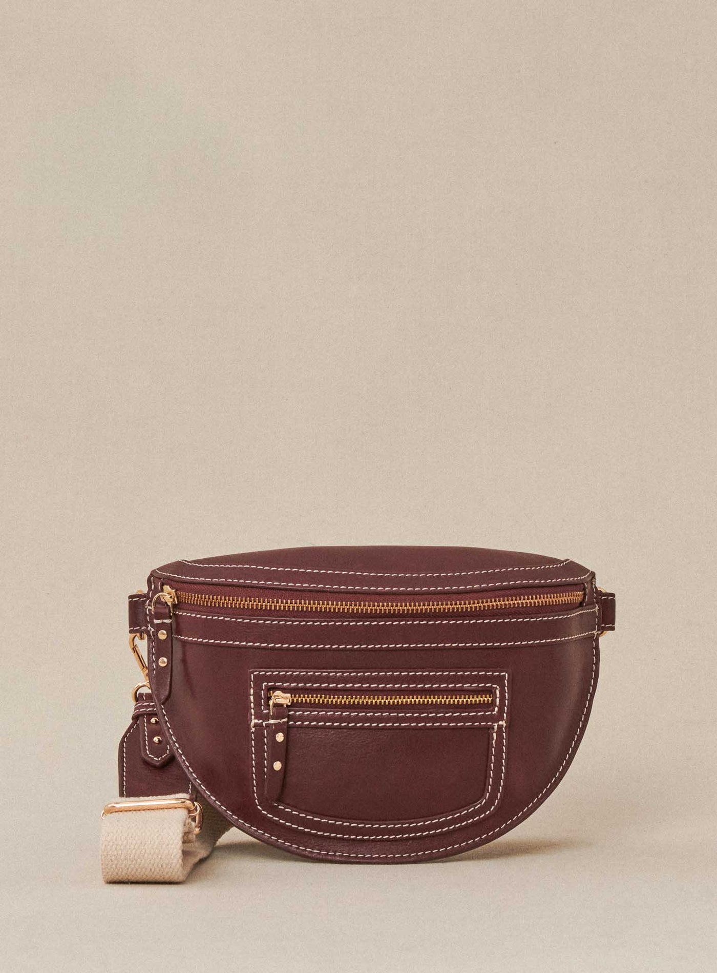 fw24 / sac banane sana cuir - bordeaux