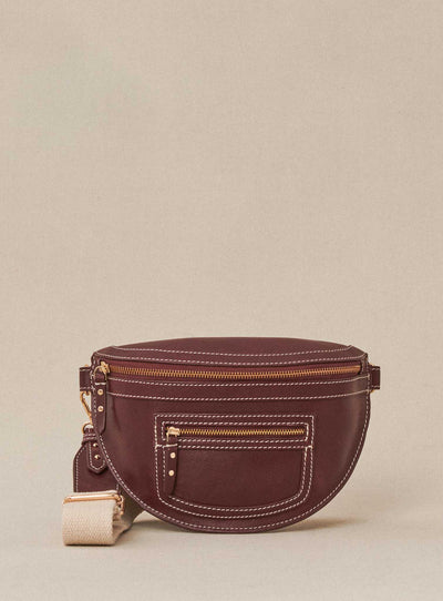 fw24 / sac banane sana cuir - bordeaux