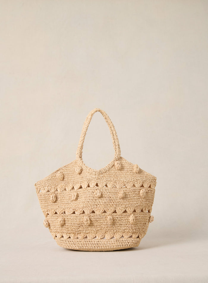 petite mendigote Soleil Petit sac cabas en crochet et raphia