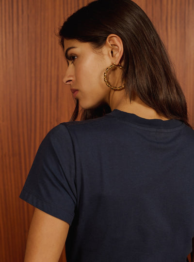 ss25 / embroidered tshirt - navy