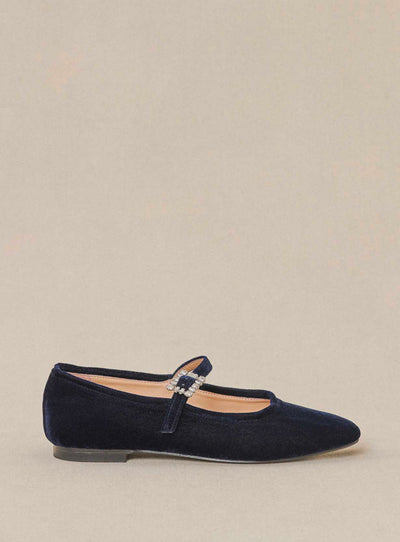 fw24 / ballerines claudia velours - bleu