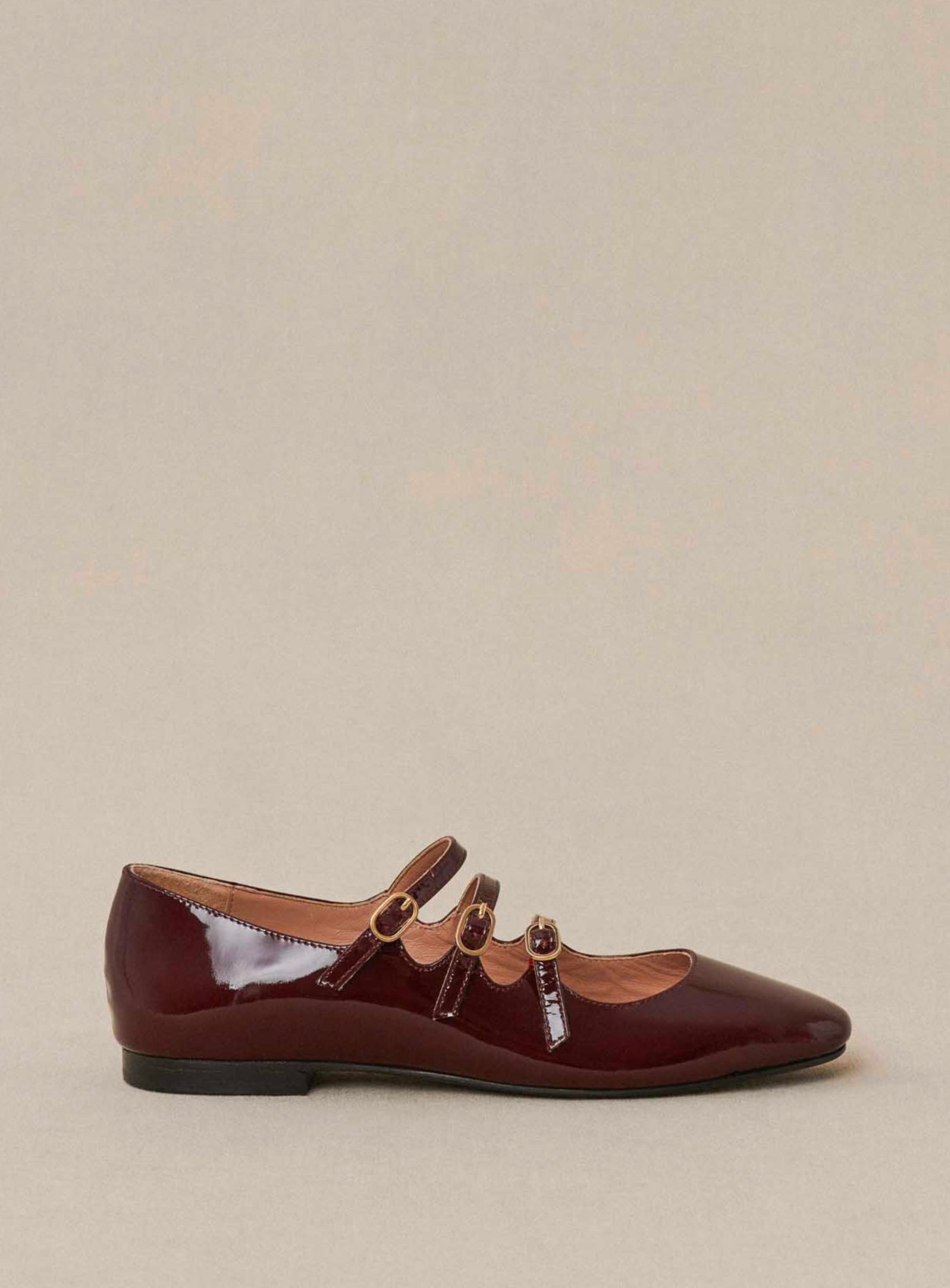 fw24 / ballerines cuir triple bride - bordeaux